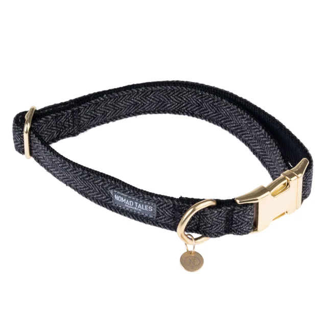 Nomad Tales Calma obojek ebony - vhodné vodítko: délka 200 cm, šířka 20 mm