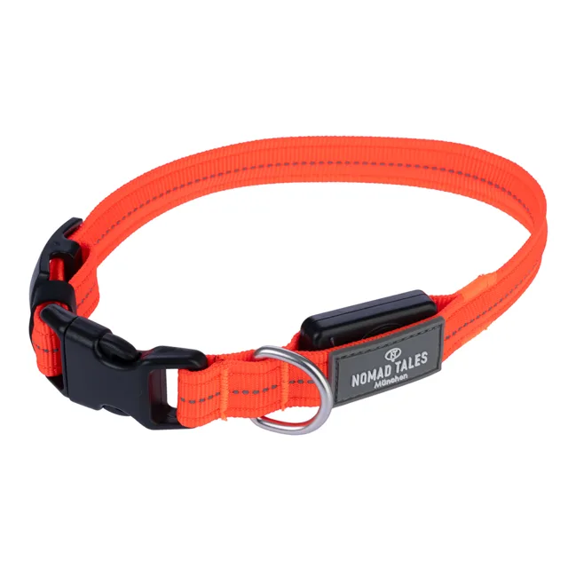 Nomad Tales Spirit nylonový obojek USB LED, oranžový - velikost L: obvod krku 45-65 cm