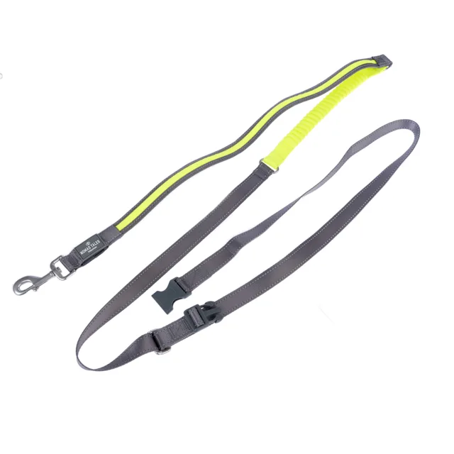 Nomad Tales Spirit USB LED běžecké vodítko neonově žluté a šedé - délka 180 - 250 cm, šířka 25 mm