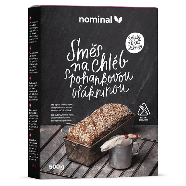 NOMINAL Směs na chléb s pohankovou vlákninou bez lepku 500 g, poškozený obal