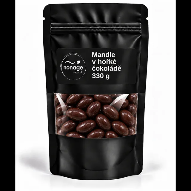 NONAGE Mandle v hořké čokoládě 330 g