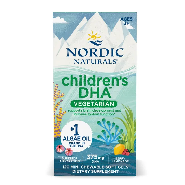 Nordic Naturals Children's DHA, Omega 3 pro děti - příchuť lesní plody, 375 mg, 120 žvýkacích softgelových kapslí