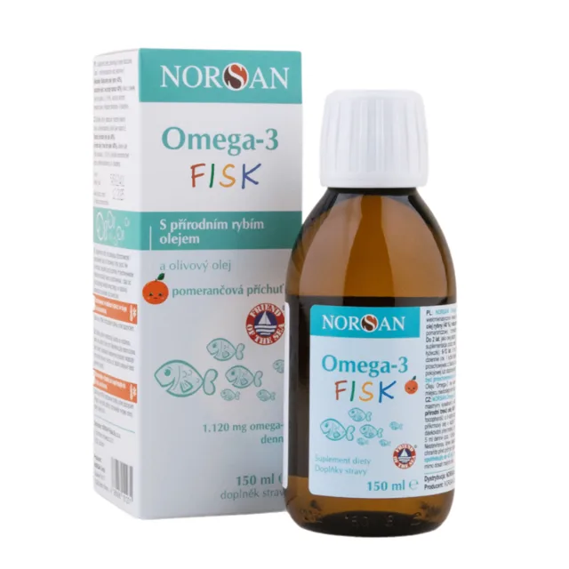 Norsan Omega-3 Fisk olej s pomerančovou příchutí 150 ml