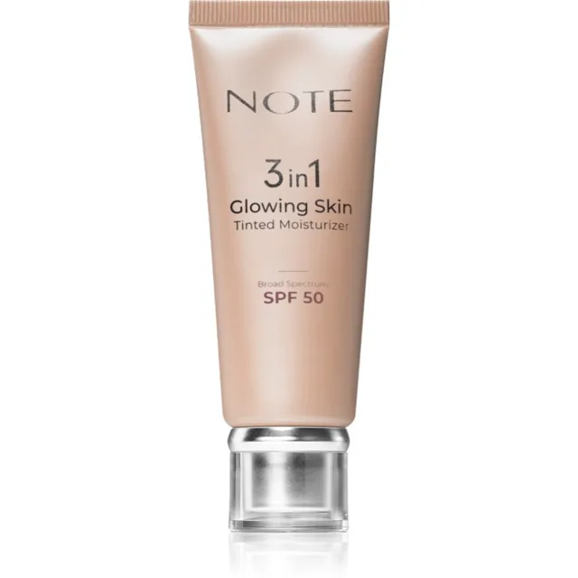 Note Cosmetique 3 in 1 Glowing Skin tónující hydratační krém pro rozjasnění pleti SPF 50 30 ml