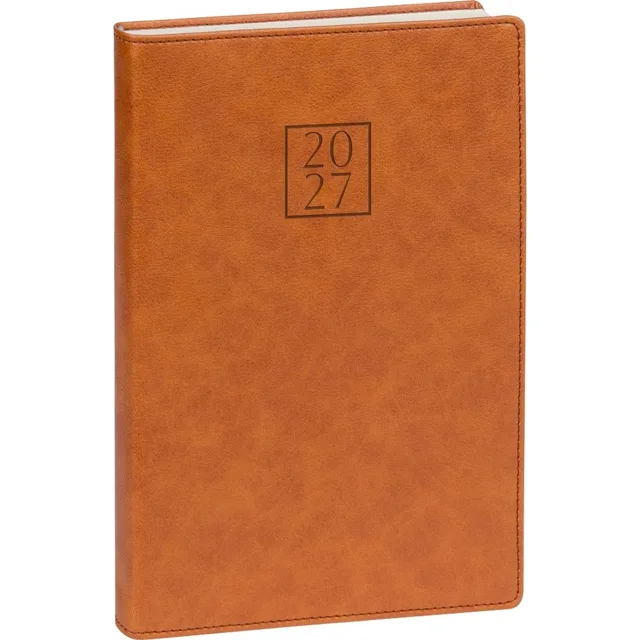 NOTIQUE Prestigio denní diář 2027, hnědý, A5 15 × 21 cm
