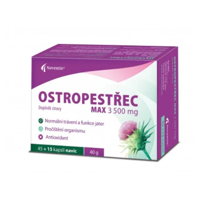 NOVENTIS Ostropestřec max 3500 mg 45+15 kapslí