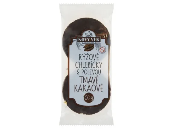 Nový Věk rýžové chlebíčky s polevou tmavé kakaové 60 g