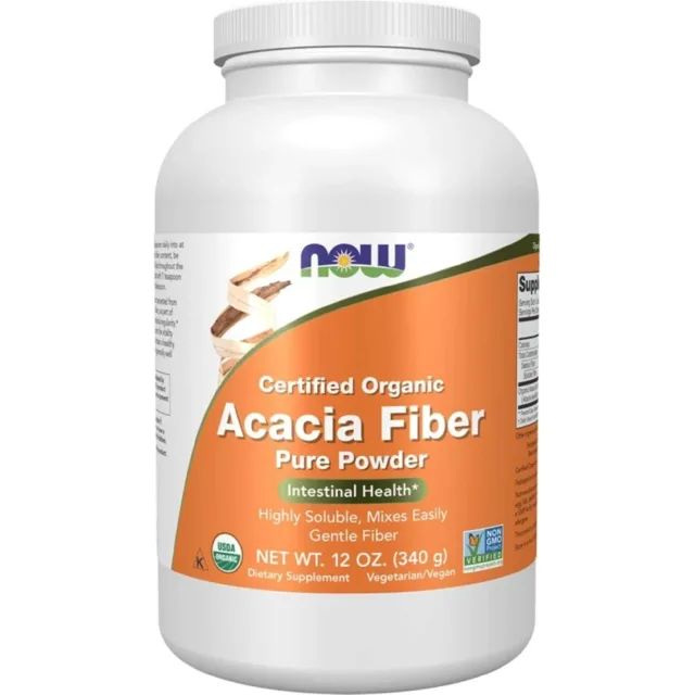 NOW Acacia Pure Powder, Akácie, prebiotikum, prášek, BIO, 340 g