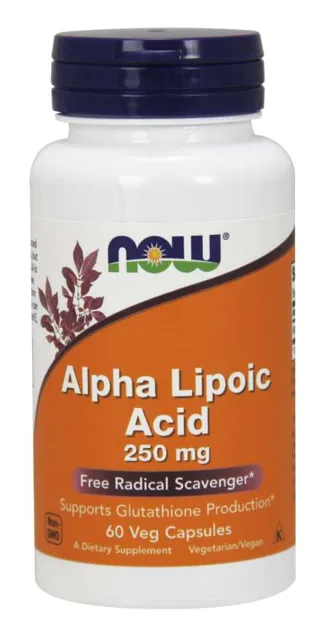 NOW Alpha Lipoic Acid (Kyselina Alfa Lipoová), 250 mg, 60 rostlinných kapslí