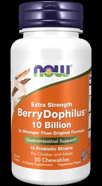 NOW BerryDophilus Extra Strength (probiotika pro děti), 50 žvýkacích pastilek