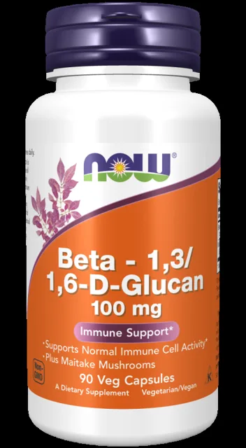 NOW Beta 1,3/1,6-D -Glucan, betaglukany, 100 mg, 90 rostlinných kapslí