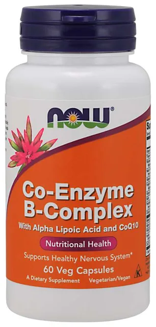 NOW Co-Enzyme Vitamin B-komplex (aktivní koenzymová forma), 60 rostlinných kapslí
