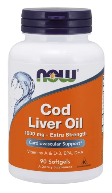 NOW Cod Liver Oil (olej z tresčích jater), 1000 mg, 90 softgel kapslí