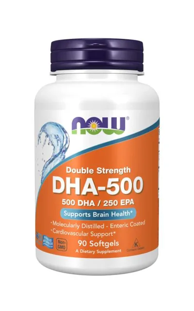 NOW DHA-500, 500 DHA/250 EPA, Omega 3, 90 softgelových kapslí