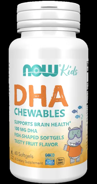 NOW DHA Kids Chewable (Omega-3), 100 mg, 60 žvýkacích kapslí
