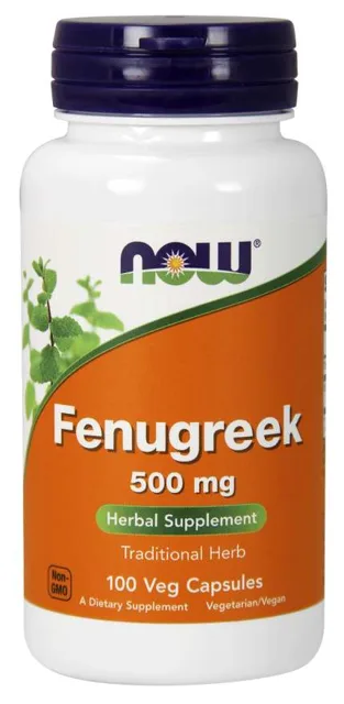 NOW Fenugreek (Pískavice řecké seno), 500 mg, 100 rostlinných kapslí