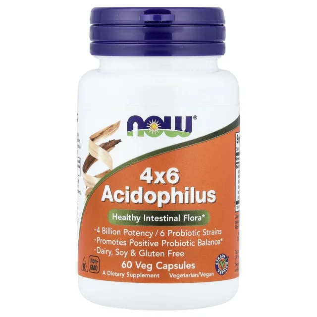 Now® Foods NOW Acidophilus 4X6, 60 rostlinných kapslí
