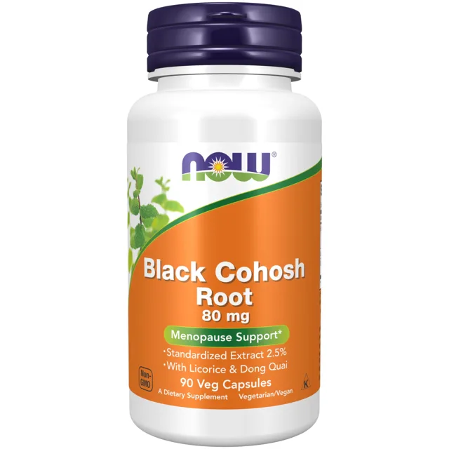 Now® Foods NOW Black Cohosh, ploštičník hroznatý, 80 mg, 90 rostlinných kapslí, doplněk stravy