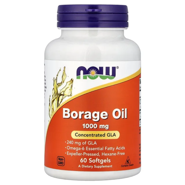 Now® Foods NOW Borage olej, 1000 mg, 60 softgelových kapslí