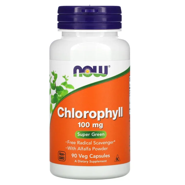 Now® Foods NOW Chlorofyl, 100 mg, 90 rostlinných kapslí