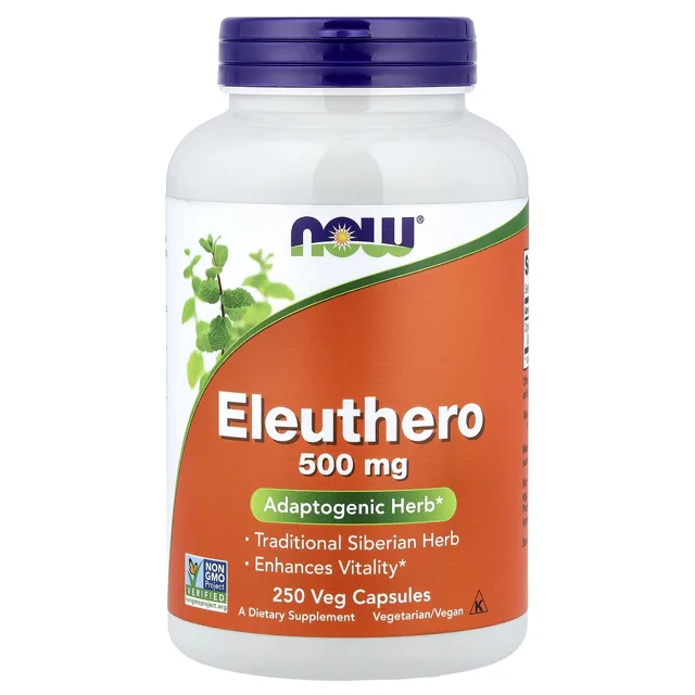 Now® Foods NOW Eleuterokok, 500 mg, 250 rostlinných kapslí