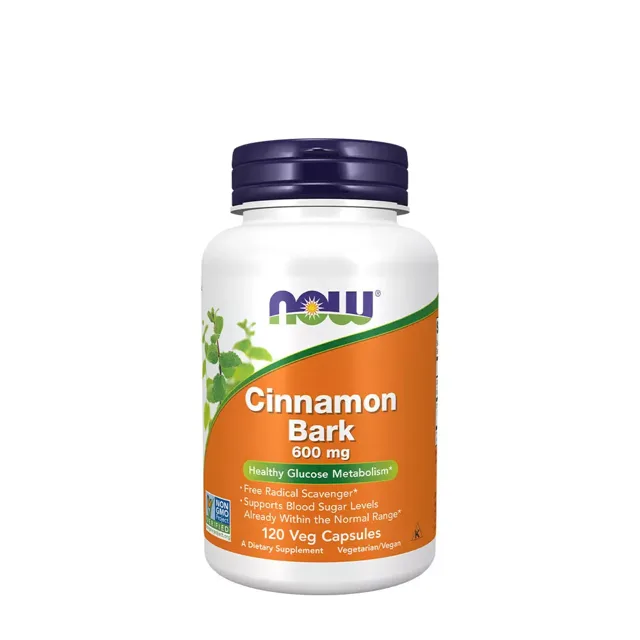 Now® Foods NOW Foods Cinnamon Bark, 600 mg, 120 rostlinných kapslí