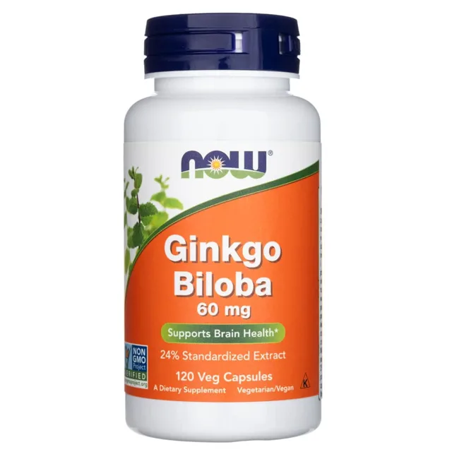 Now® Foods NOW Ginkgo biloba, 60 mg, 120 rostlinných kapslí