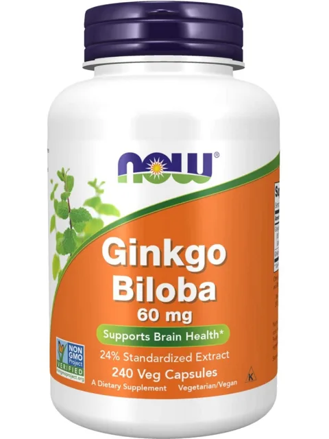 Now® Foods NOW Ginkgo biloba, 60 mg, 240 rostlinných kapslí