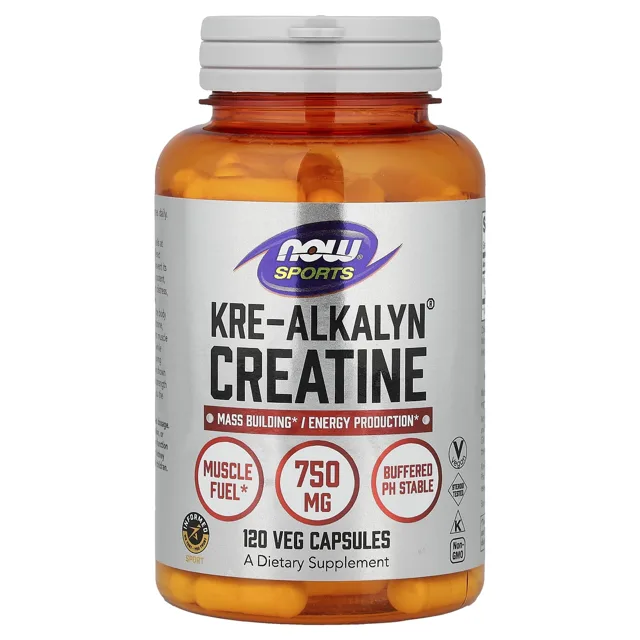Now® Foods NOW Kre-Alkalyn®, pufrovaný kreatin monohydrát, 750 mg, 120 rostlinných kapslí
