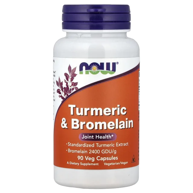Now® Foods NOW Kurkuma a bromelain, 90 rostlinných kapslí