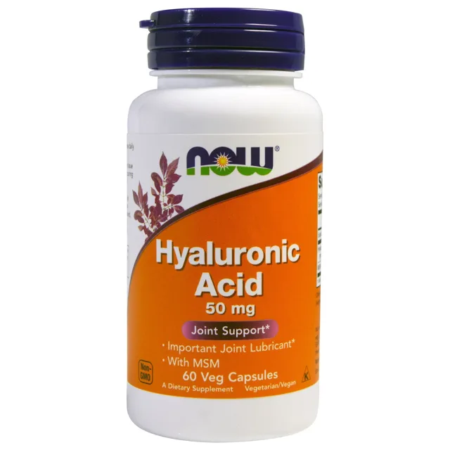 Now® Foods NOW Kyselina hyaluronová s MSM, 50 mg, 60 rostlinných kapslí