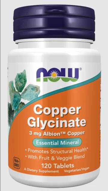 Now® Foods NOW Měď glycinát 3 mg, 120 tablet