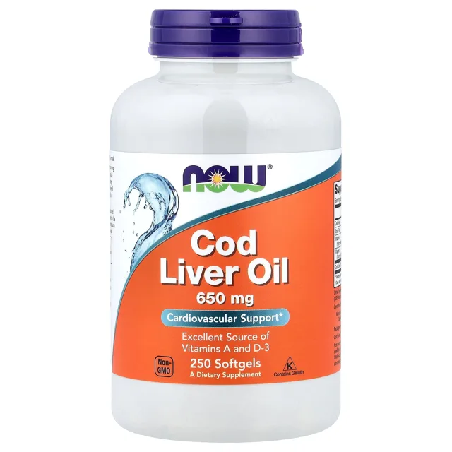 Now® Foods NOW Olej z tresčích jater, 650 mg, 250 softgelových kapslí