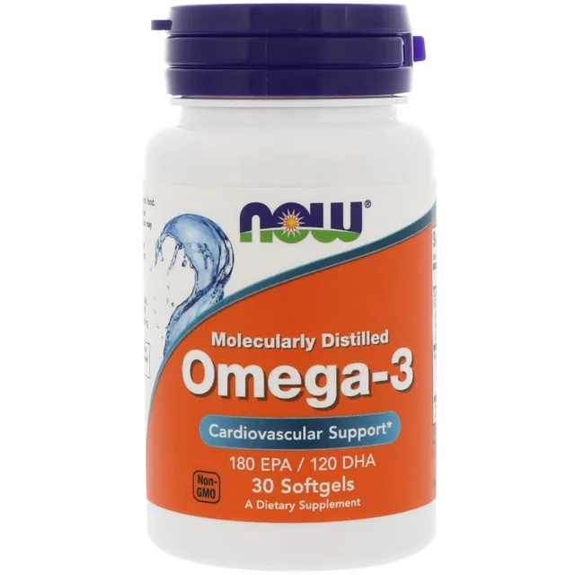 Now® Foods NOW Omega-3 rybí olej, molekulárně destilovaný, 30 softgelových kapslí