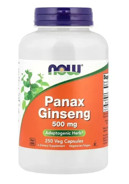 Now® Foods NOW Panax Ginseng, ženšen pravý, 500 mg, 250 rostlinných kapslí