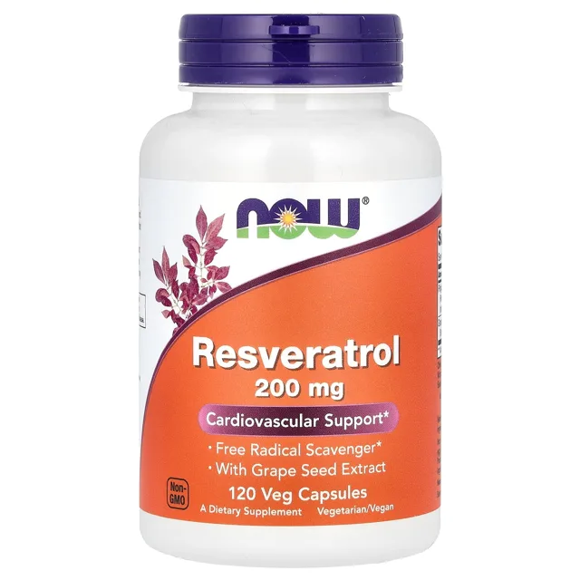 Now® Foods NOW Resveratrol, 200 mg, 120 rostlinných kapslí