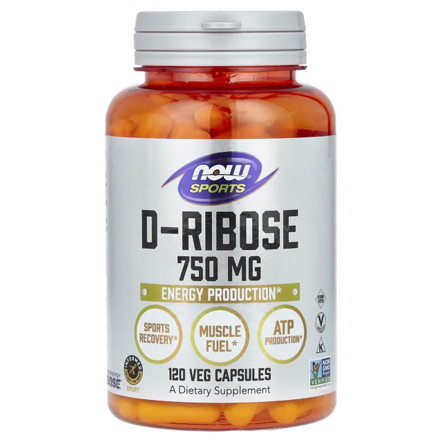 Now® Foods NOW Sports D-Ribose, 750 mg, 120 rostlinných kapslí