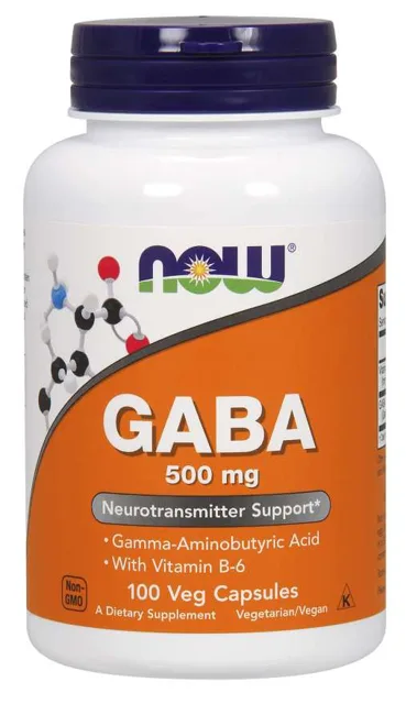 NOW GABA (kyselina gama-aminomáselná) 500 mg + 2mg Vitamín B6, 200 kapslí