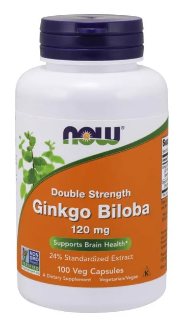 NOW Ginkgo Biloba Double Strenght, 120 mg, 100 rostlinných kapslí
