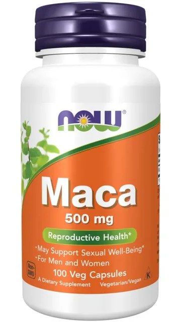 NOW Maca (řeřicha peruánská), 500 mg, 100 rostlinných kapslí
