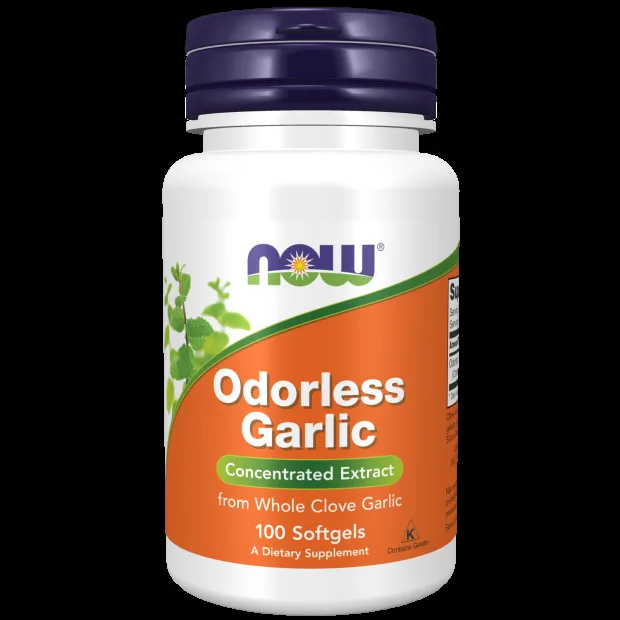 NOW Odorless Garlic (česnekový extrakt bez zápachu), 100 softgelových kapslí