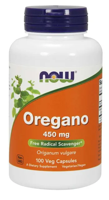 NOW Oregano, 450 mg, 100 rostlinných kapslí