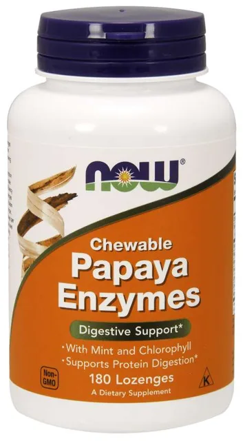 NOW Papaya Enzymes, přírodní trávící enzymy, 180 pastilek