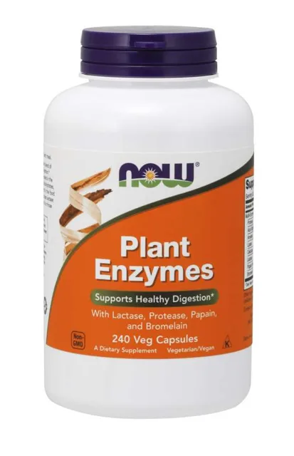 NOW Plant Enzymes, rostlinné enzymy, 240 rostlinných kapslí