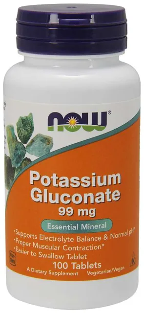 Now Potassium Gluconate 99 mg, 100 tablet