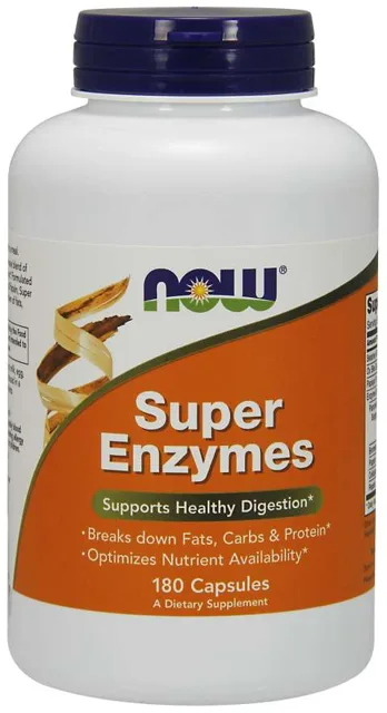 NOW Super Enzymes, komplexní trávící enzymy, 180 kapslí