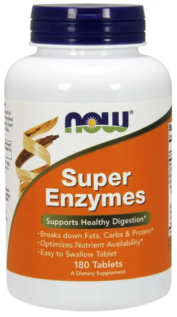 NOW Super Enzymes, komplexní trávící enzymy, 180 tablet