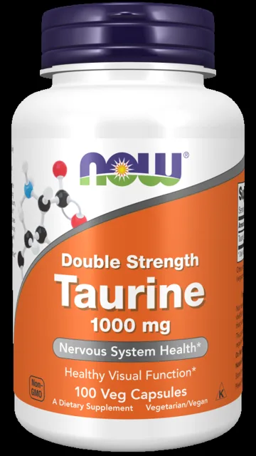 NOW Taurine (Taurin) 1000 mg, 100 rostlinných kapslí