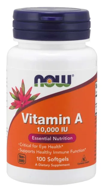 NOW Vitamin A, 10000 IU, 100 softgelových kapslí