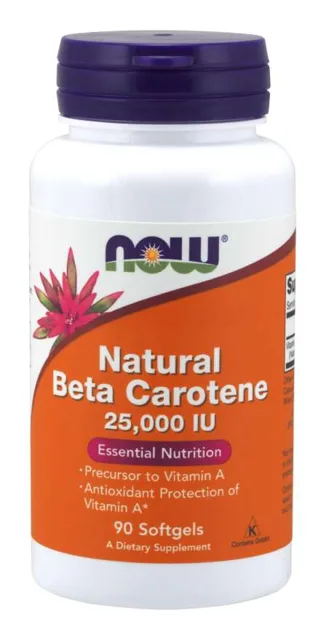 NOW Vitamin A, Přírodní betakaroten, 25000 IU, 90 softgel kapslí